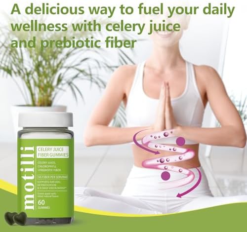 Gomitas de Jugo de Apio JLQJLQ, Suplemento de Fibra con Jugo de Apio, Apoyo a la Salud Digestiva, Clorofila y Fibra Prebiótica, 60 Piezas - imagen 6