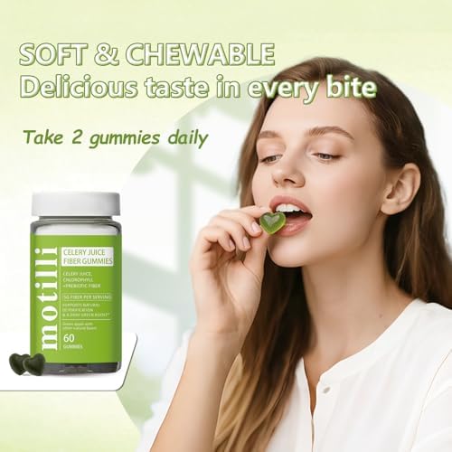 Gomitas de Jugo de Apio JLQJLQ, Suplemento de Fibra con Jugo de Apio, Apoyo a la Salud Digestiva, Clorofila y Fibra Prebiótica, 60 Piezas - imagen 8
