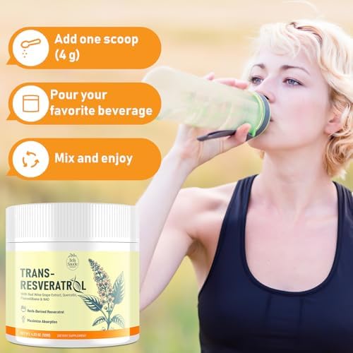 Suplemento en Polvo de Trans-Resveratrol BoaSaude con Extracto de Vino Tinto, Quercetina, Pterostilbeno y NAD, 120 g, Suministro para 30 Días - imagen 5