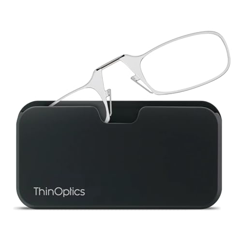 Gafas de lectura ThinOptics unisex + estuche universal negro | Montura clara, aumento 1.50, 44 mm - imagen 1