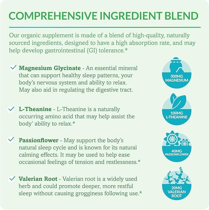 Complejo de Glicinato de Magnesio Dr. Olivia Naturals - L-Teanina, Flor de Pasión y Raíz de Valeriana para Apoyo del Sueño, Salud Nerviosa y Muscular - imagen 4