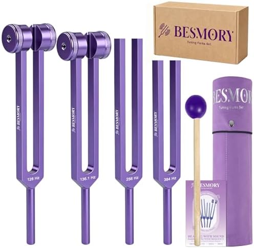 Set de Tenores para Sanación - Incluye 4 Tenores de Frecuencia (128Hz, 136.1Hz, 256Hz, 384Hz) y Martillo de Reflexos, Instrumentos de Sonido para - imagen 1
