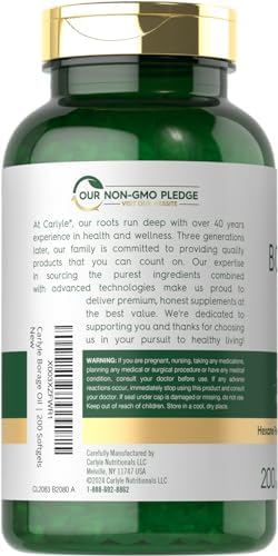 Suplemento de Aceite de Borraja Carlyle | 2000mg | 200 Cápsulas Blandas | 320mg de GLA | Prensado en Frío y Libre de Hexano | No GMO y Sin Gluten - imagen 3