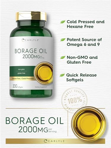 Suplemento de Aceite de Borraja Carlyle | 2000mg | 200 Cápsulas Blandas | 320mg de GLA | Prensado en Frío y Libre de Hexano | No GMO y Sin Gluten - imagen 4