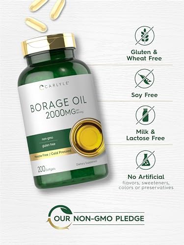 Suplemento de Aceite de Borraja Carlyle | 2000mg | 200 Cápsulas Blandas | 320mg de GLA | Prensado en Frío y Libre de Hexano | No GMO y Sin Gluten - imagen 5