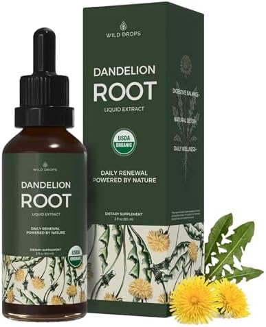 Extracto de Raíz de Diente de León Orgánico USDA Wild Drops, Suplemento para la Salud del Hígado, Libre de Alcohol, 2 fl oz, Suministro para 1 Mes - imagen 1