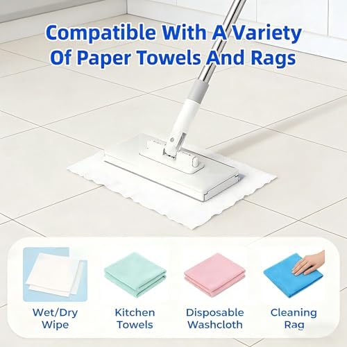 Mopa Mini Snap Grip - Mopa Sin Contacto y Sin Lavado, Compatible con Swiffer y Toallas de Cara, Ajustable para Pisos Húmedos/Secos, Azulejos, Madera, - imagen 2