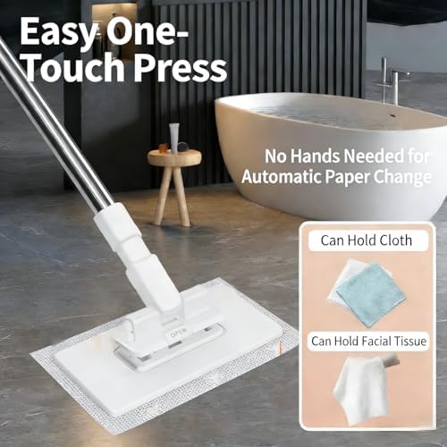 Mopa Mini Snap Grip - Mopa Sin Contacto y Sin Lavado, Compatible con Swiffer y Toallas de Cara, Ajustable para Pisos Húmedos/Secos, Azulejos, Madera, - imagen 4