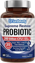 Suplemento Probiótico Surebounty para Hombres y Mujeres, 200 Mil Millones de UFC, 35 Cepas, Prebióticos + Enzimas Digestivas, 60 Cápsulas Veganas - imagen 1