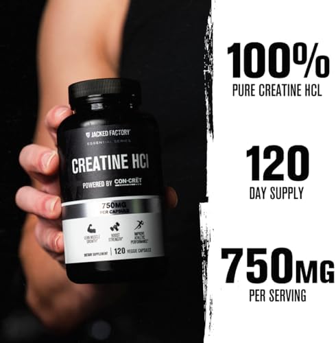 Cápsulas de Creatina HCl Jacked Factory - Píldoras CON CRET 750mg - Crecimiento Muscular Magro, Recuperación, Aumento de Fuerza y Resistencia - 120 - imagen 2