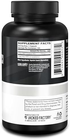 Cápsulas de Creatina HCl Jacked Factory - Píldoras CON CRET 750mg - Crecimiento Muscular Magro, Recuperación, Aumento de Fuerza y Resistencia - 120 - imagen 6