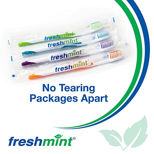Cepillos de Dientes Premium FRESHMINT en Paquete de 100, Con Mango de Agarre Fácil y Cerda Suave Multicolor, Ideal para Viajes, Hoteles y Donaciones. - imagen 3