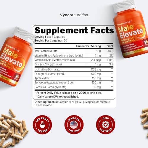 Suplemento Aumentador de Testosterona - Pastillas para Mejorar el Rendimiento Masculino - Acción Rápida para Flujo Sanguíneo, Aumento de Tamaño, - imagen 2