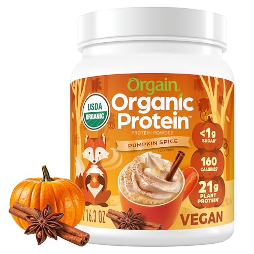 Proteína en Polvo Vegana Orgánica Orgain, Sabor Seasonal Pumpkin Spice - 21g de Proteína Vegetal, 5g de Fibra Prebiótica, Sin Lactosa, Sin Azúcares - imagen 3