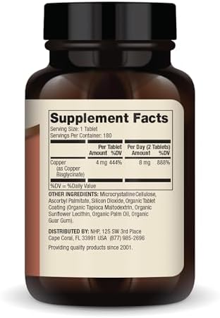 Dr. Mercola Bisglicinato de Cobre - Apoya la Salud Celular - Mineral Quelado Bioavailable - Elemento Traza Esencial - Mini Tabletas - 180 Tabletas, - imagen 2