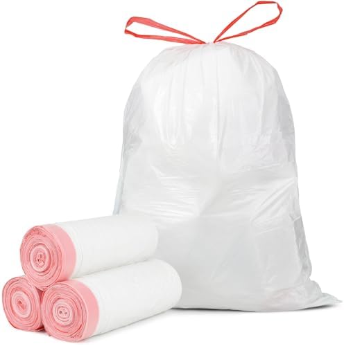 Bolsas de Basura de Cuerda Glasho Ultra Gruesas de 15 Galones, 108 Piezas, Resistentes y a Prueba de Fugas para Cocina, Oficina y Jardín, Color Blanco - imagen 1