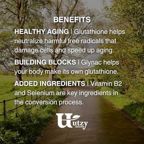 Suplemento Utzy Naturals GlyNAC+ de Alta Dosis | 2,000mg de Glicina y NAC (N-Acetilcisteína) | Con Cofactor de Vitamina B2 para Producción de - imagen 5