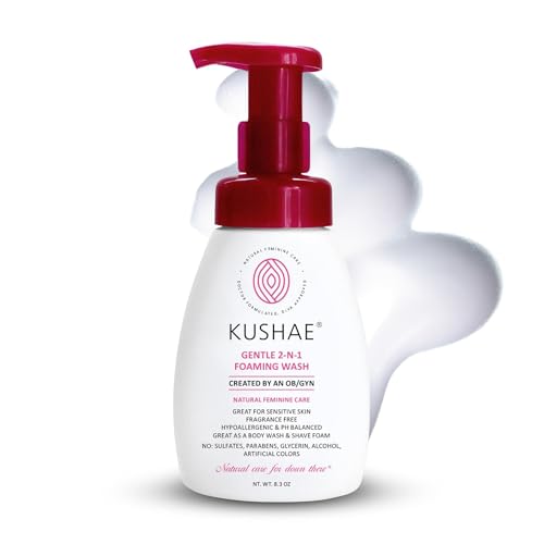 Kushae Jabón Espumoso 2 en 1 Suave, Lavado Femenino pH Balanceado, Higiene Óptima, 8.3 oz, Sin Fragancia para Piel Sensible - imagen 1