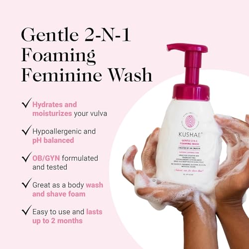 Kushae Jabón Espumoso 2 en 1 Suave, Lavado Femenino pH Balanceado, Higiene Óptima, 8.3 oz, Sin Fragancia para Piel Sensible - imagen 3