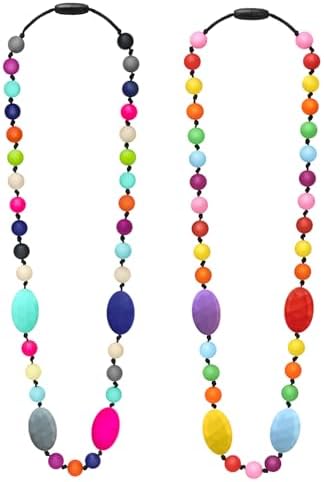 Collares Masticables para Niños Sensibles 2 Piezas, Collares de Silicón para Autismo, TDAH y SPD, Joyería Fidget para Reducir Ansiedad y Estrés - imagen 1