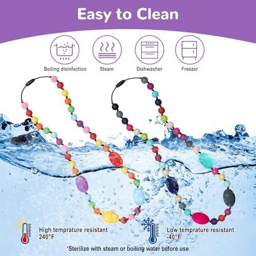 Collares Masticables para Niños Sensibles 2 Piezas, Collares de Silicón para Autismo, TDAH y SPD, Joyería Fidget para Reducir Ansiedad y Estrés - imagen 4