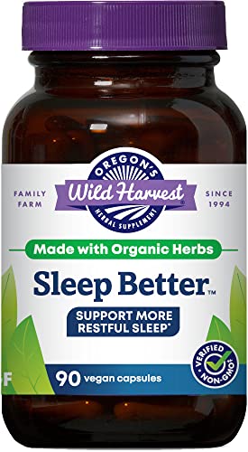 Cápsulas Sleep Better de Oregon's Wild Harvest – Suplemento Herbal Orgánico Vegano para Dormir – Sin OGM, Sin Gluten, Certificado USDA – 90 Cápsulas - imagen 2