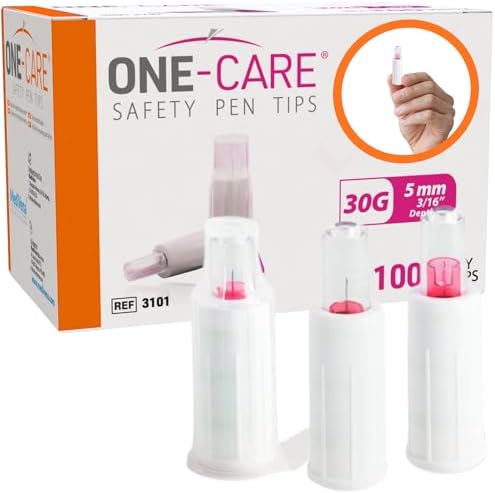 Puntas de Pluma de Seguridad ONE-CARE 30G x 5mm (3/16”), Diseño Automático con Escudo, Ajuste Universal, 100 Piezas Selladas Individualmente - imagen 1