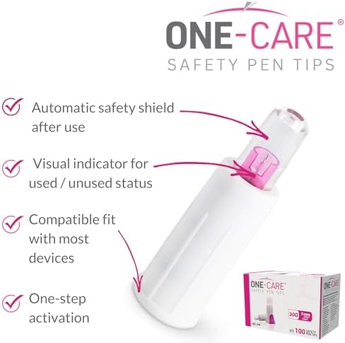 Puntas de Pluma de Seguridad ONE-CARE 30G x 5mm (3/16”), Diseño Automático con Escudo, Ajuste Universal, 100 Piezas Selladas Individualmente - imagen 8