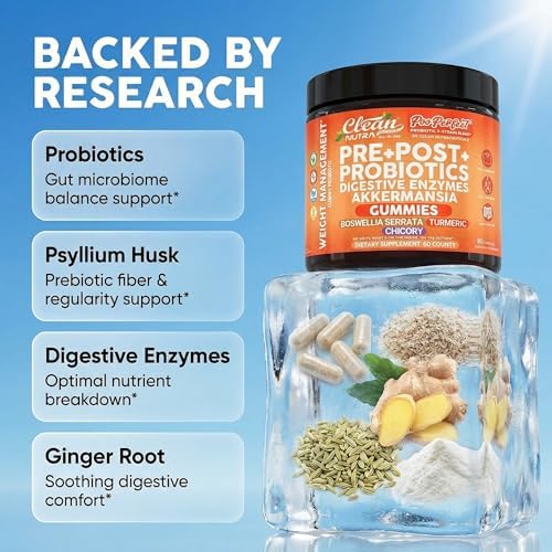 Gomitas de Enzimas Digestivas Prebióticas y Postbióticas Clean Nutra con Raíz de Achicoria, Boswellia, Cúrcuma y Akkermansia | Suplemento - imagen 3