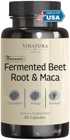 VINATURA Raíz de Remolacha Fermentada Orgánica con Maca, 1200MG - Hecho y probado en EE. UU., 90 cápsulas - imagen 1