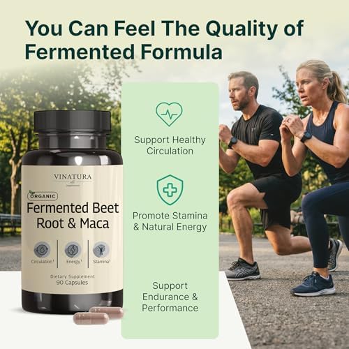 VINATURA Raíz de Remolacha Fermentada Orgánica con Maca, 1200MG - Hecho y probado en EE. UU., 90 cápsulas - imagen 3