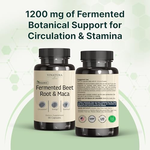VINATURA Raíz de Remolacha Fermentada Orgánica con Maca, 1200MG - Hecho y probado en EE. UU., 90 cápsulas - imagen 8