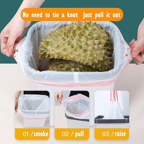 Bolsas de Basura de Plástico Ultra Gruesas GoodFinely de 16-18 Galones con Cinta, Blancas, Resistentes y a Prueba de Fugas para Cocina, Oficina y - imagen 5