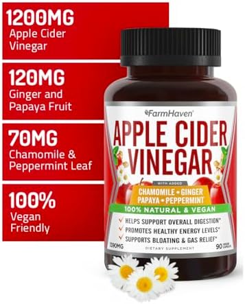 Cápsulas de Vinagre de Sidra de Manzana con Jengibre, Papaya y Manzanilla | 1390mg | Mejora la Digestión, Energía e Inmunidad | Alivia Gases y - imagen 2