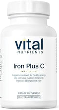 Suplemento de Hierro Vital Nutrients Iron Plus C - 20mg de Hierro Vegano con 200mg de Vitamina C - Libre de Gluten, Lácteos y Soja - 100 Cápsulas - imagen 1