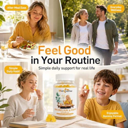 Gomitas de Enzimas Bromelaina y Papaína: 500mg de Bromelaina con Quercetina, Enzima de Papaya, Cúrcuma y Vitamina C, Suplemento Digestivo Orgánico - imagen 6
