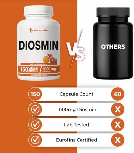 Inmortal Herbs Diosmina Pura 1000mg, 150 Cápsulas, Extracto de Frutas Ricas en Bioflavonoides Cítricos, 100% Vegetariano, Sin OGM y Sin Gluten - imagen 4