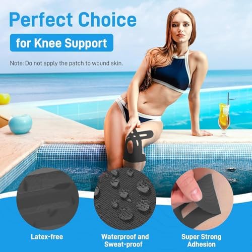 Cinta Kinesológica para Rodillas, 240 Piezas, Cinta Pre-Cortada para Alivio del Dolor de Rodilla, Libre de Látex, Soporte - imagen 3