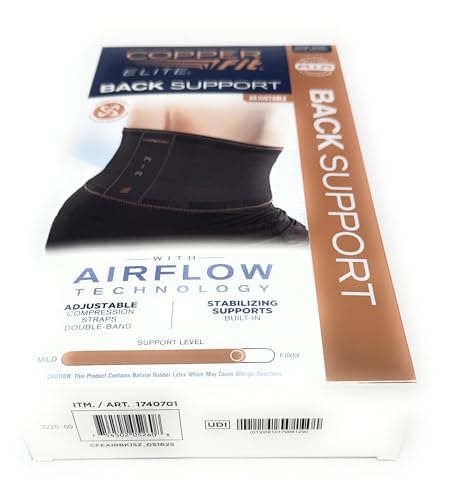 Faja de Soporte para Espalda Copper Fit Elite Air con Tecnología de Flujo de Aire, Correas de Compresión Ajustables, Doble Banda, Talla Única - imagen 5