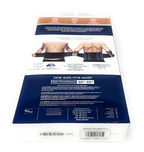 Faja de Soporte para Espalda Copper Fit Elite Air con Tecnología de Flujo de Aire, Correas de Compresión Ajustables, Doble Banda, Talla Única - imagen 6