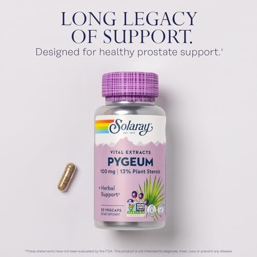Extracto de Corteza de Pygeum SOLARAY, 100 mg, Apoyo Saludable para la Próstata, 30 VegCaps con 13 mg de Esteroles Vegetales - imagen 3