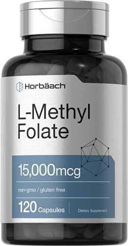 Horbäach L Methylfolato 15000 mcg | 120 Cápsulas | Suplemento No GMO y Sin Gluten | 15mg de Methyl Folate | 5-MTHF - imagen 1