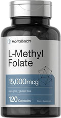 Horbäach L Methylfolato 15000 mcg | 120 Cápsulas | Suplemento No GMO y Sin Gluten | 15mg de Methyl Folate | 5-MTHF - imagen 1
