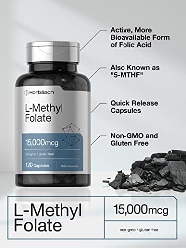 Horbäach L Methylfolato 15000 mcg | 120 Cápsulas | Suplemento No GMO y Sin Gluten | 15mg de Methyl Folate | 5-MTHF - imagen 3