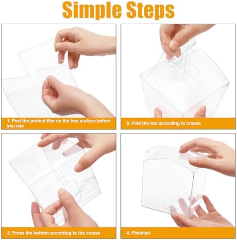 Caja de Caramelos Yesland 50 Piezas con Agujero Superior, Cajas de Regalo Transparentes PET para Manzanas de Caramelo, Decoraciones, Dulces y - imagen 3