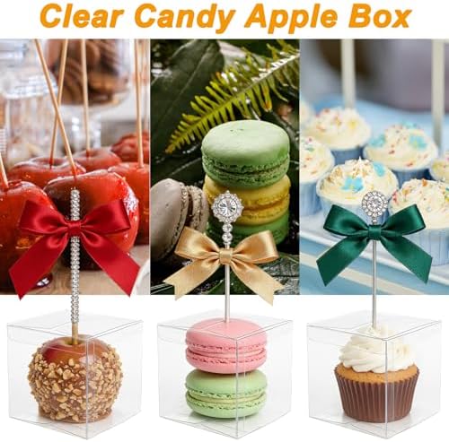 Caja de Caramelos Yesland 50 Piezas con Agujero Superior, Cajas de Regalo Transparentes PET para Manzanas de Caramelo, Decoraciones, Dulces y - imagen 6