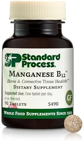 Manganeso B12 de Standard Process - Apoya la Salud Ósea y de Tejidos Conectivos - Formación de Hemoglobina - Sin Gluten, Lácteos ni Soja - 90 Tabletas - imagen 1