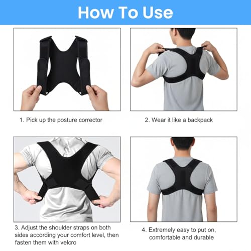 Faja Correctora de Postura Ajustable POAGL para Hombres, Soporte Universal para Espalda Superior, Hombros y Clavícula, Alivia Dolor y Mejora la - imagen 4