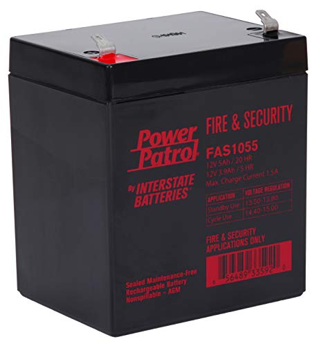 Batería de Seguridad y Fuego Interstate Batteries 12V 5Ah - Terminal F1, SLA AGM VRLA Power Patrol, Recargable para Alarmas, Cerraduras y Sistemas de - imagen 1