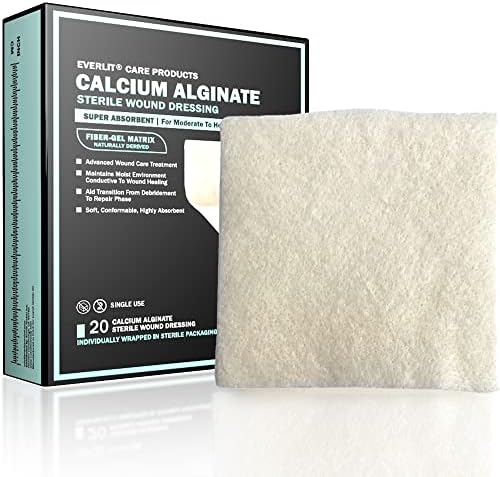 Dressing Estéril de Alginate de Calcio EVERLIT | Almohadilla Suave y No Adherente | Vendaje Absorbente con Gel Calmante (Paquete de 20) - imagen 1